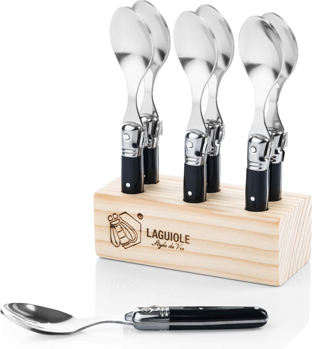 laguiole style de vie premium line koffielepels 6 delig zwart
