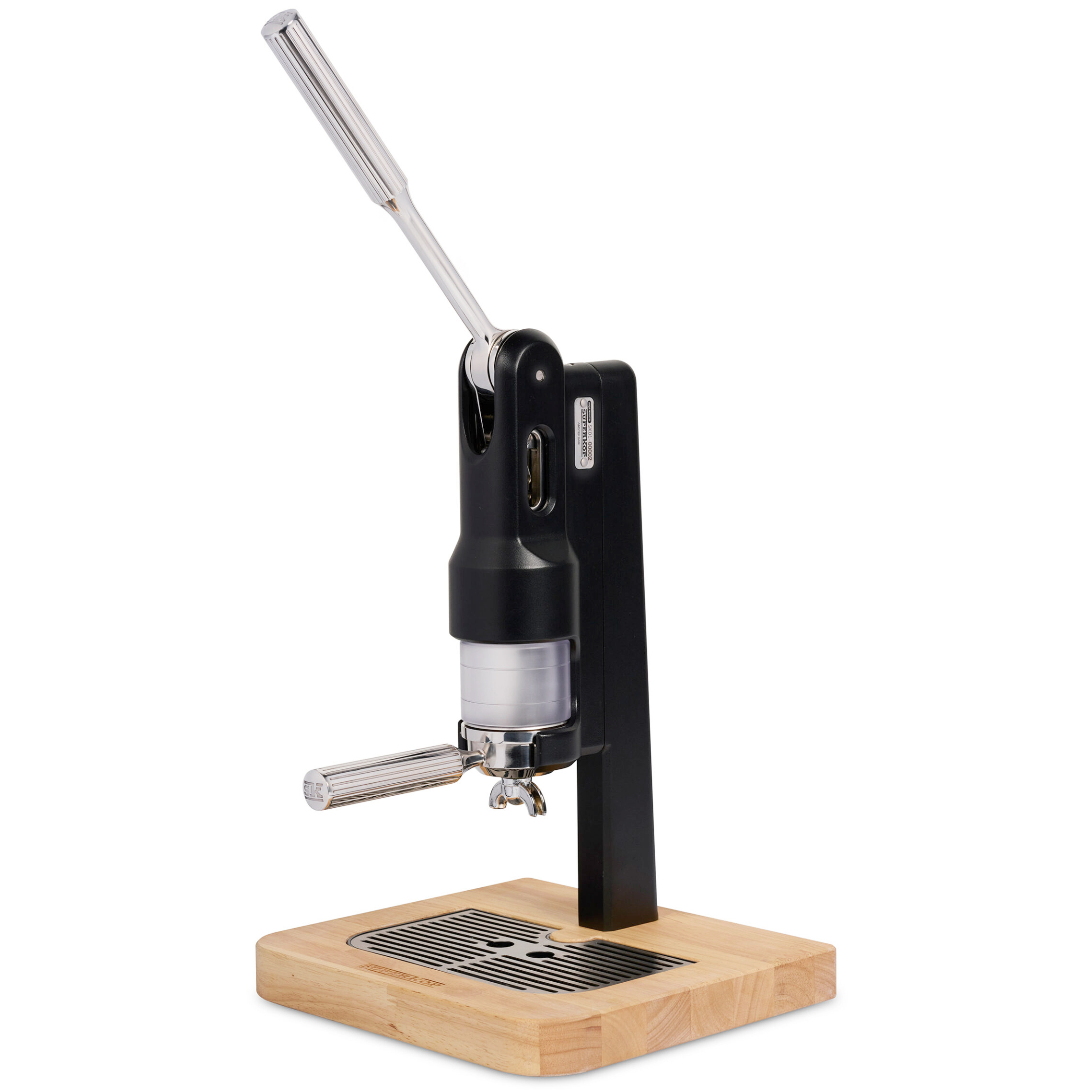 superkop handbediende niet elektrische espressomachine zwart