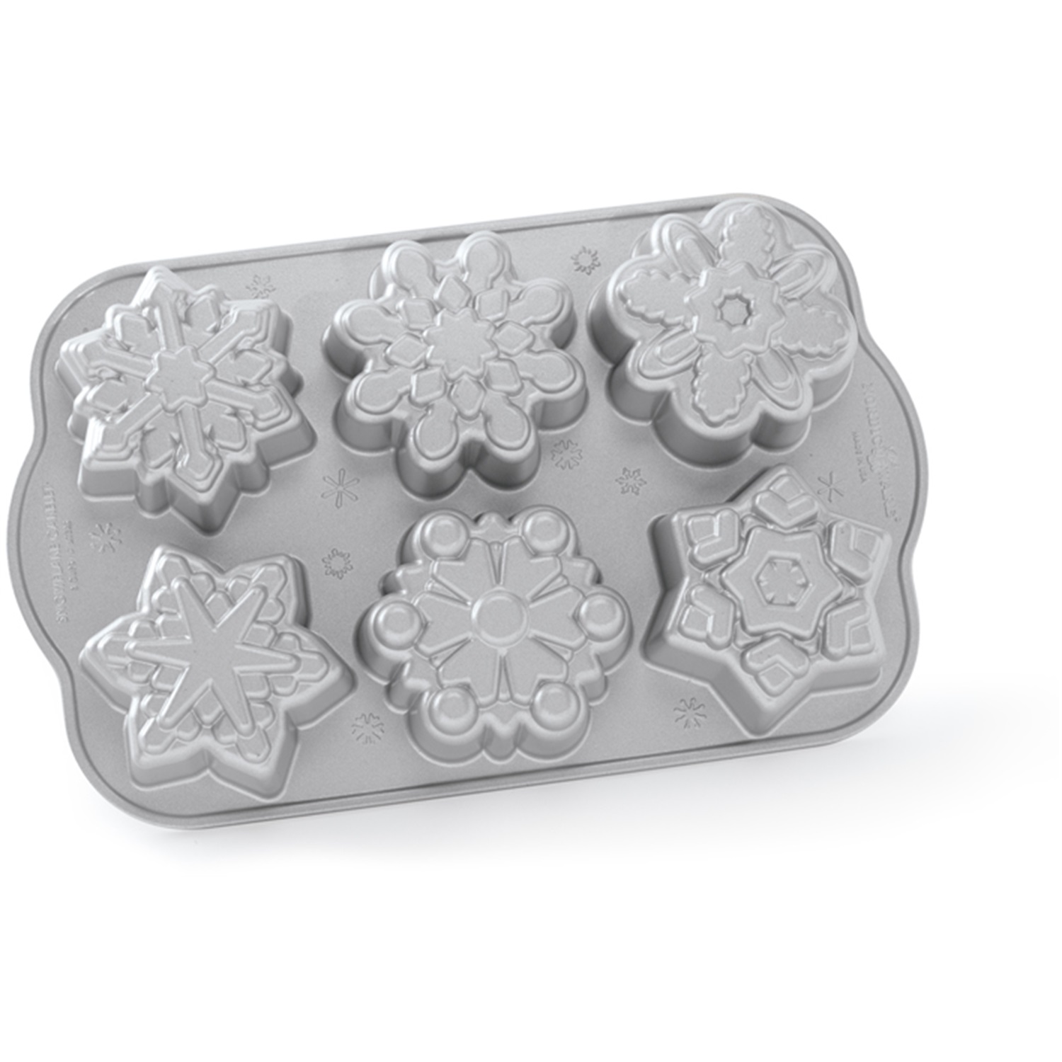 nordic ware frozen snowflake cakelet bakvorm 6 vaks zilver