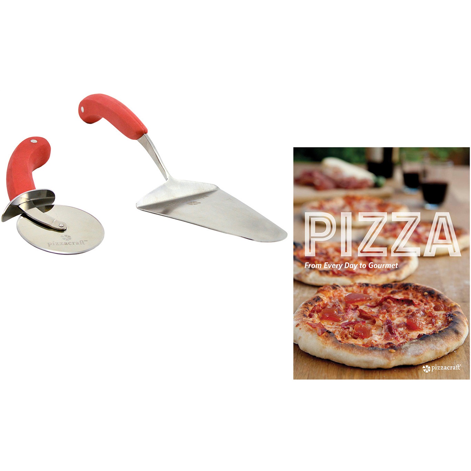 pizzacraft pizzasnijder met pizzaserveerder en kookboek pc0221