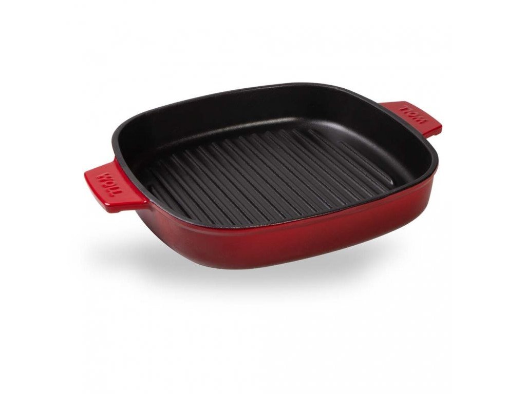 woll-iron-grillpan-met-steakpress-28x28cm-chili-red