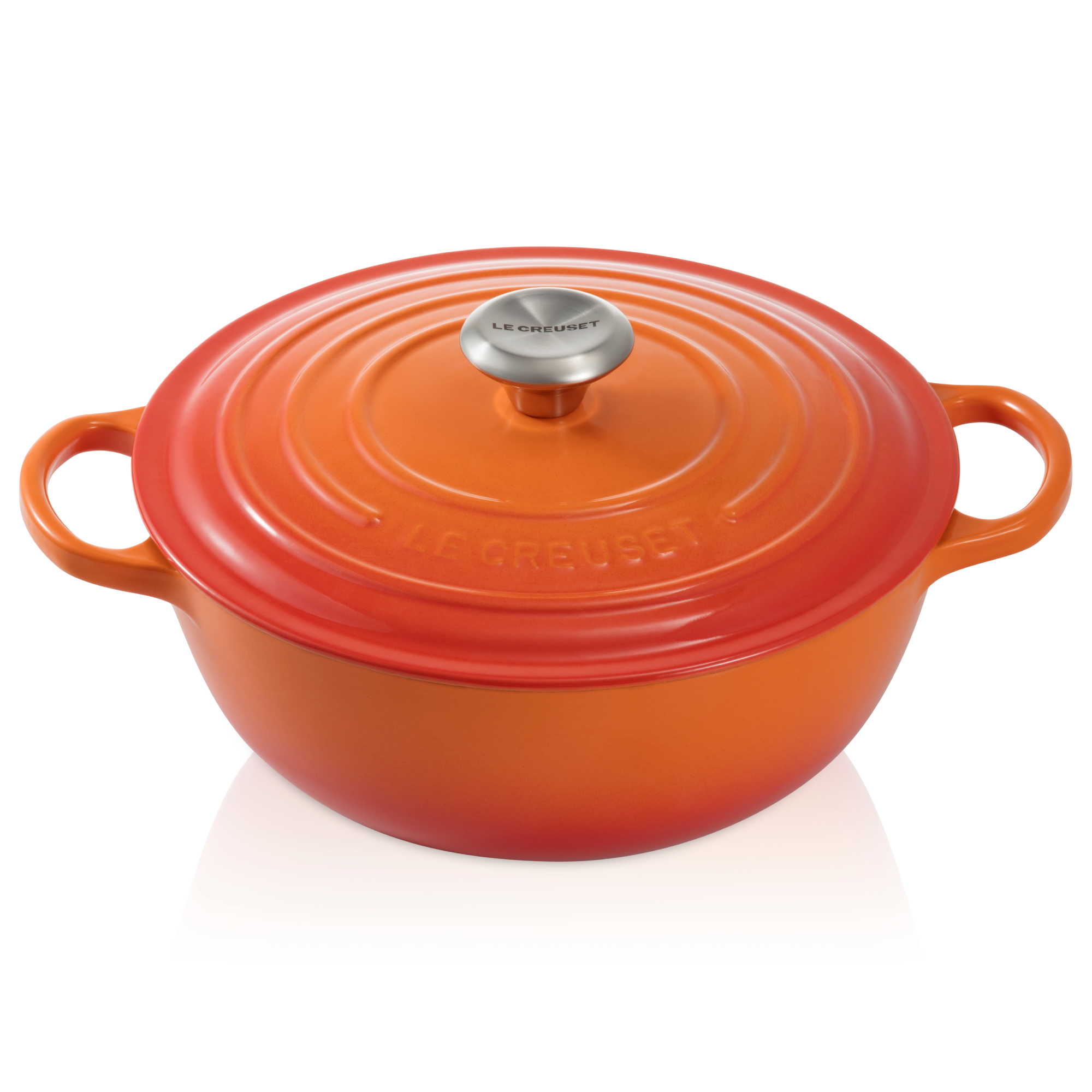 le creuset signature marmite braadpan 26cm oranjerood