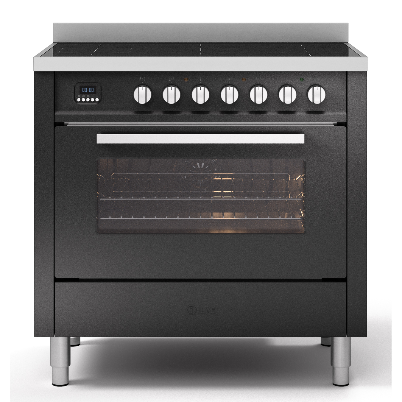 ilve pro line inductiefornuis lbi09wm3mg 90cm grafiet mat