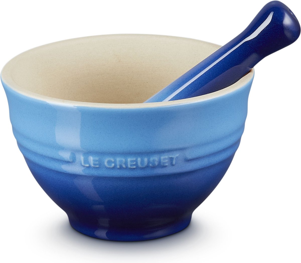 le creuset stoneware vijzel met stamper 115cm azure