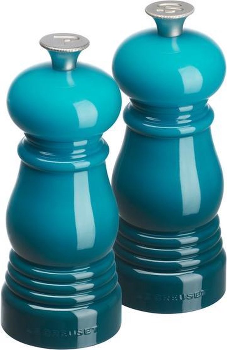 le creuset petite peper en zoutmolenset 11cm deep teal