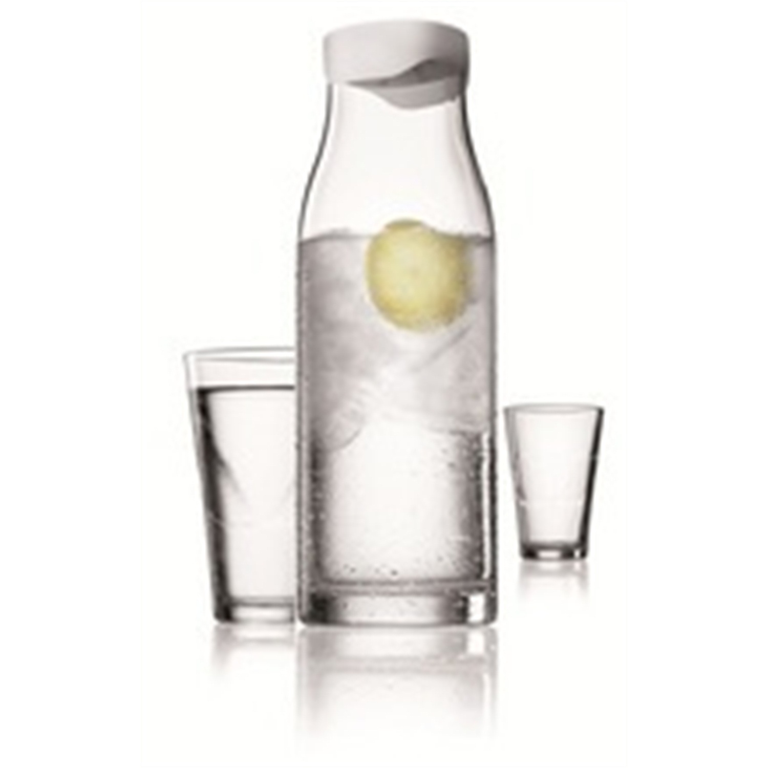 menu water karaf siliconen dop en filter met 2 glazen 1 liter wit