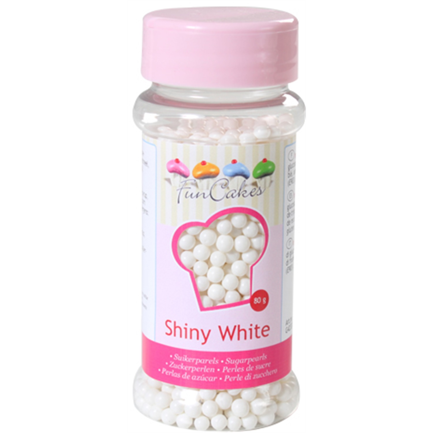 funcakes suikerparels 2mm 80g glans wit