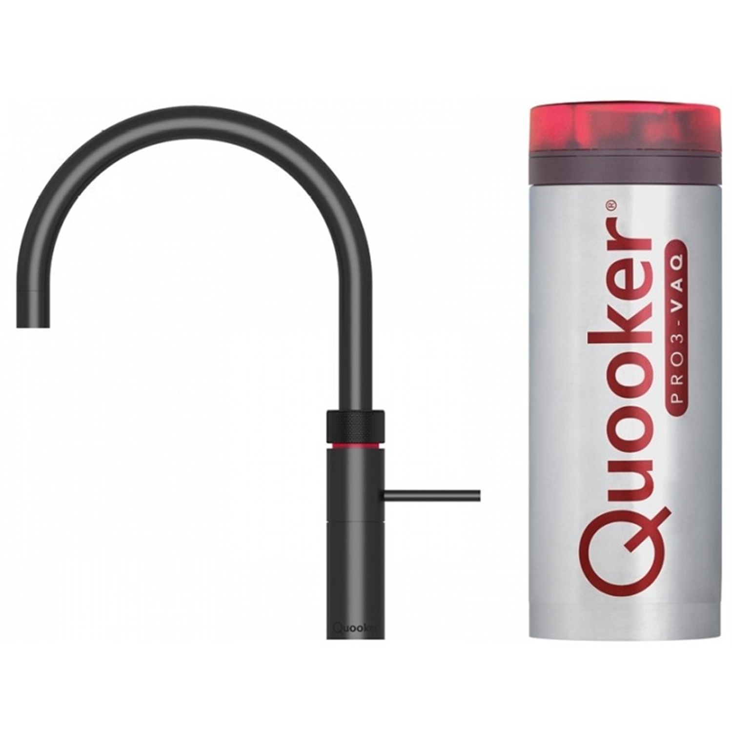 quooker fusion round black kokendwaterkraan met pro3 vaq reservoir 3frblk zwart