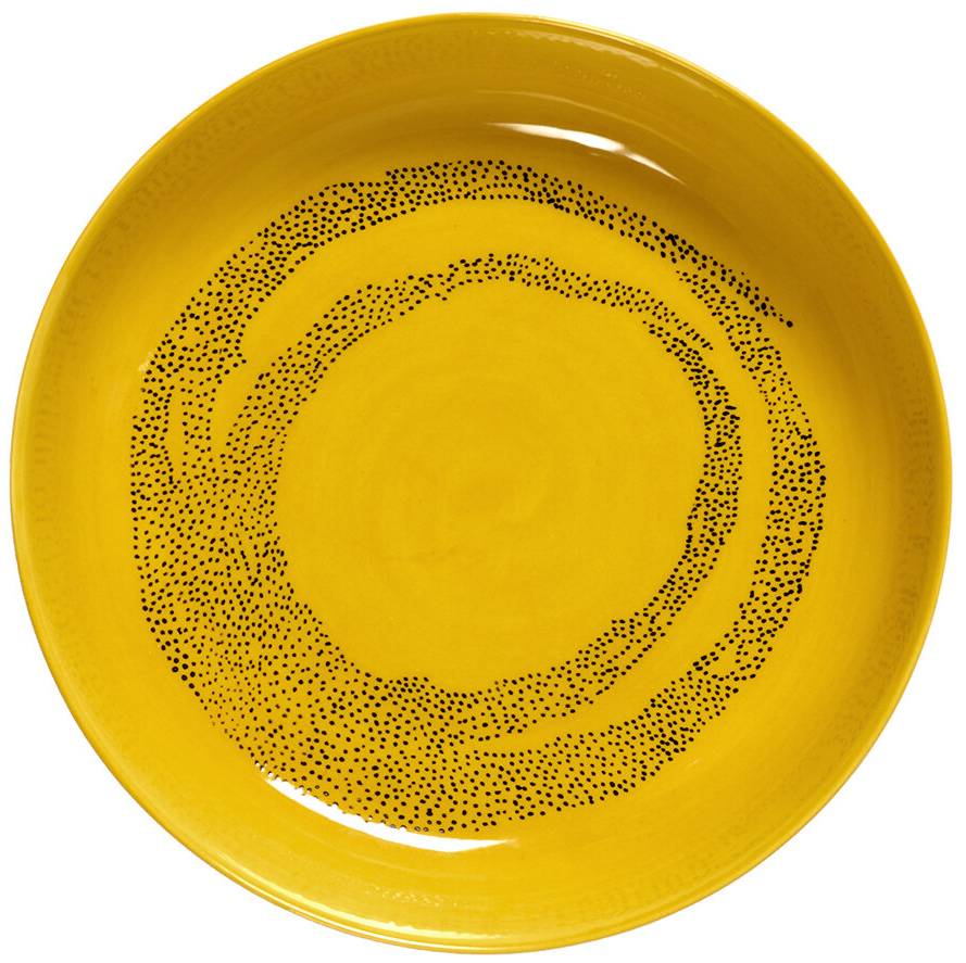 serax feast ottolenghi borden hoog b8921008j 22cm sunny yellow swirlblack dots 2 stuks