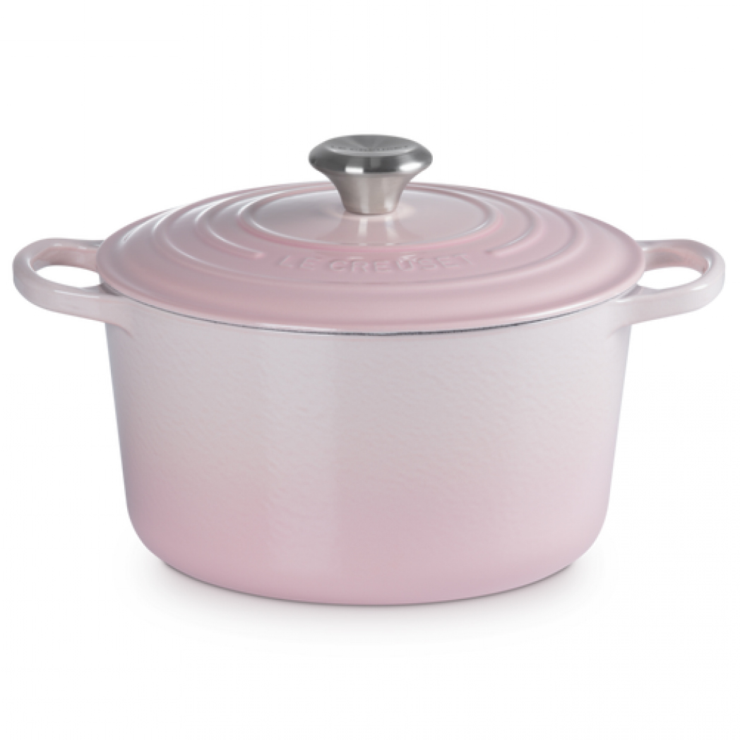le creuset signature braadpan hoog 24cm shell pink