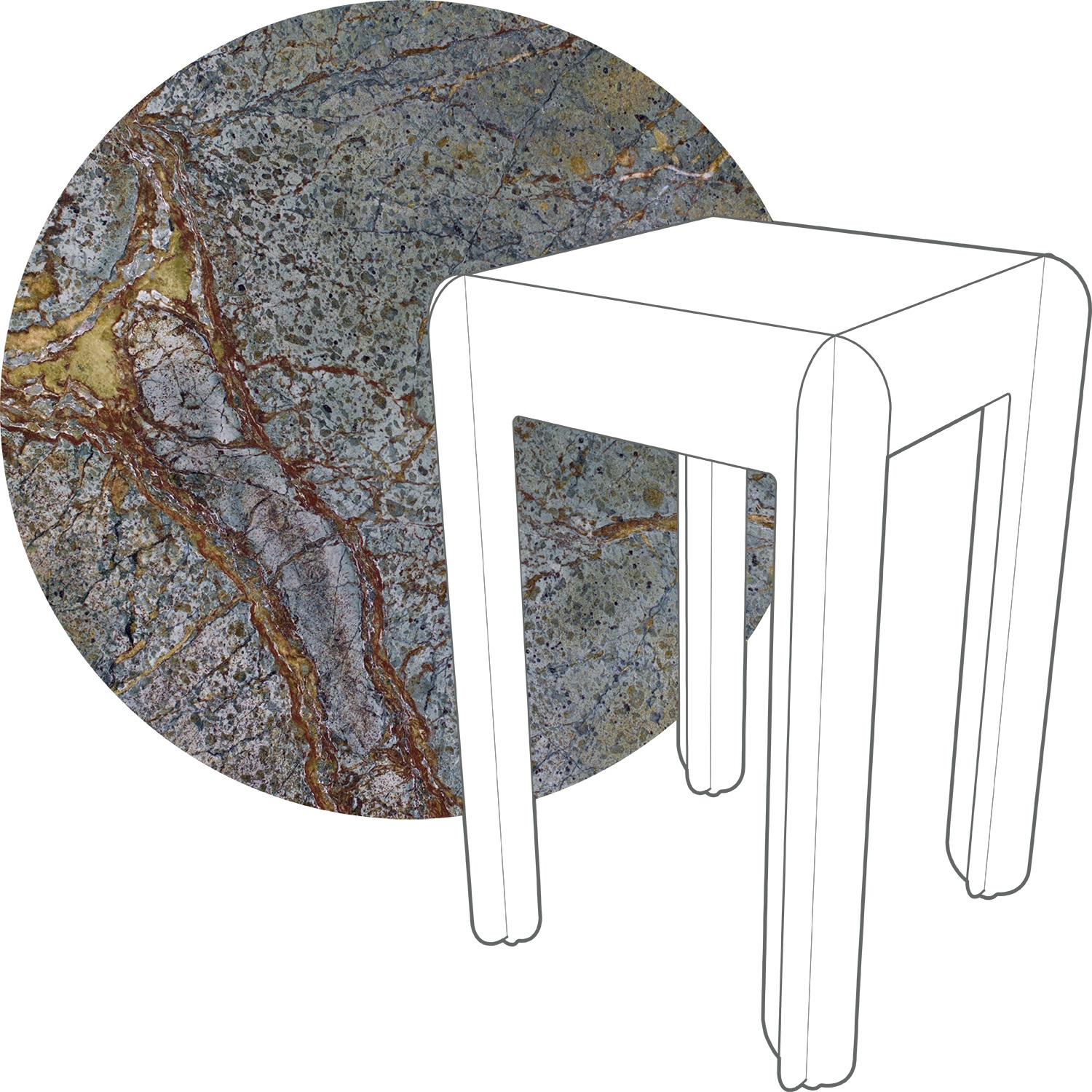 modubilo statafel laag met golden lightning polished natuurstenen blad 90cm