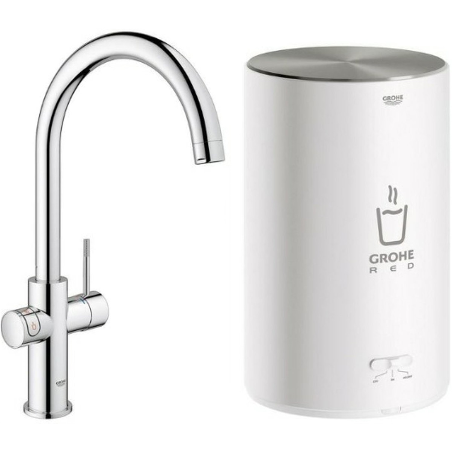 grohe red compact 3 1 kokendwaterkraan combi boiler met c uitloop 30374001 4l chroom
