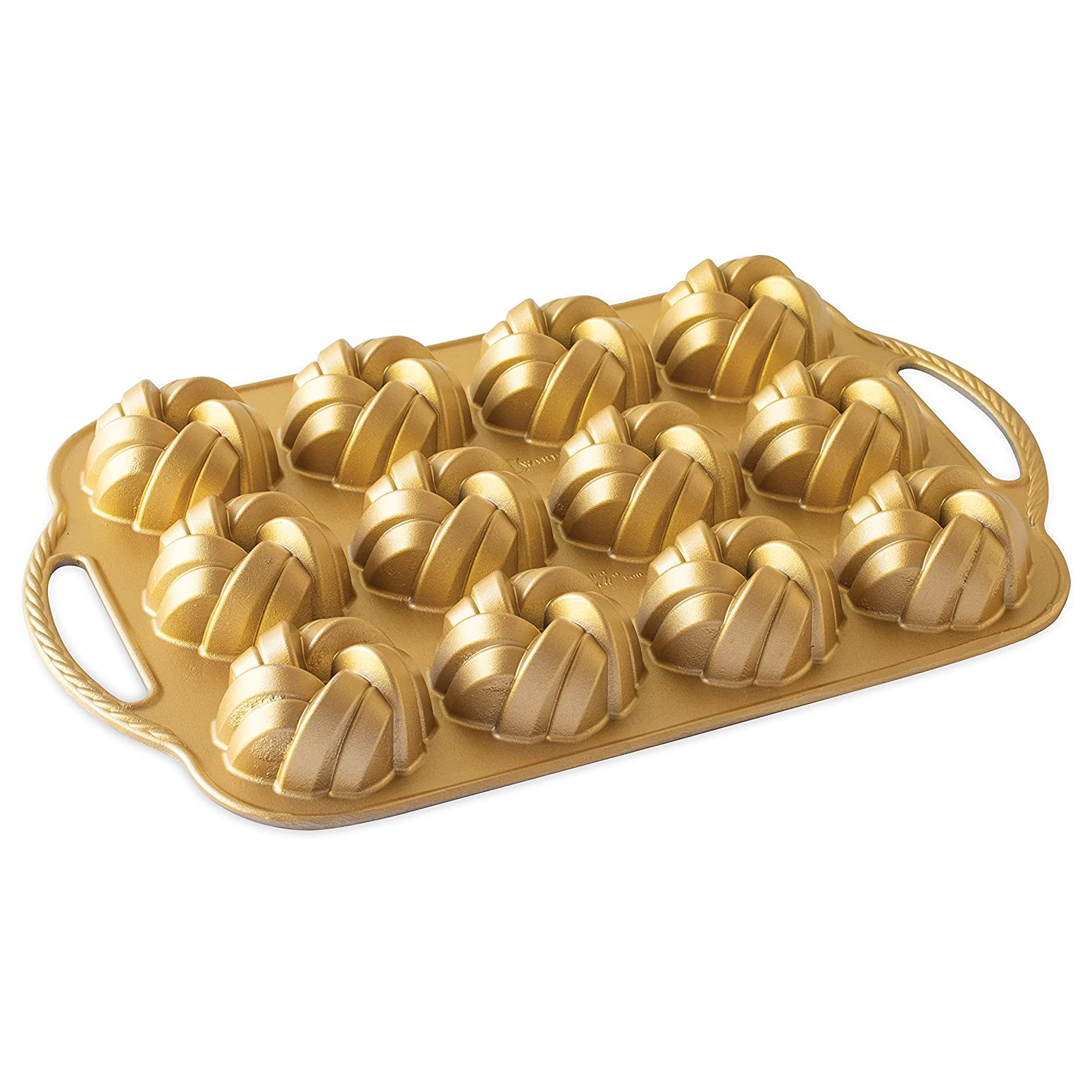 nordic ware braided bundt mini tulbandvorm 12 vaks goud