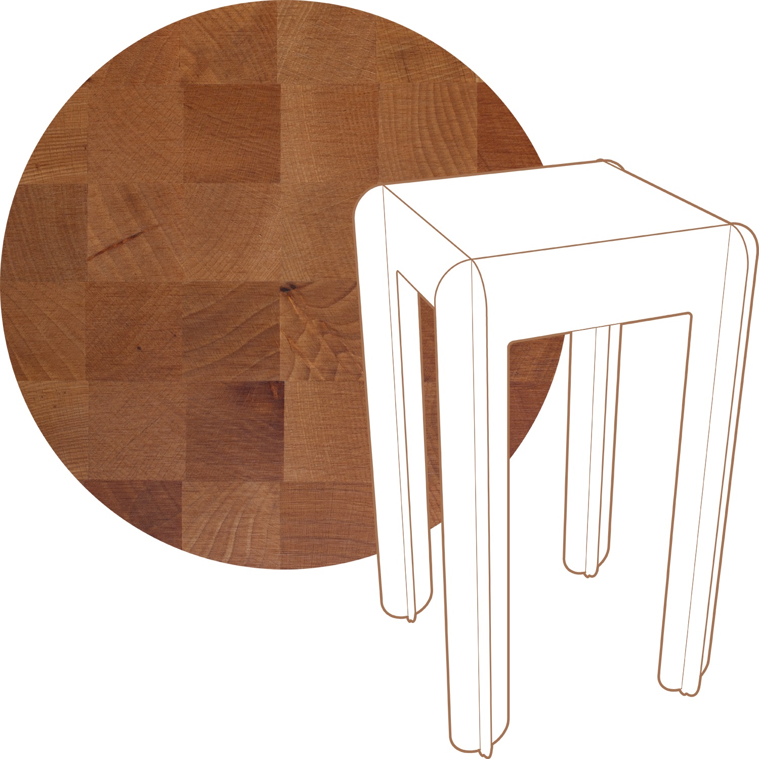 modubilo statafel hoog met beukenhouten blad 105cm