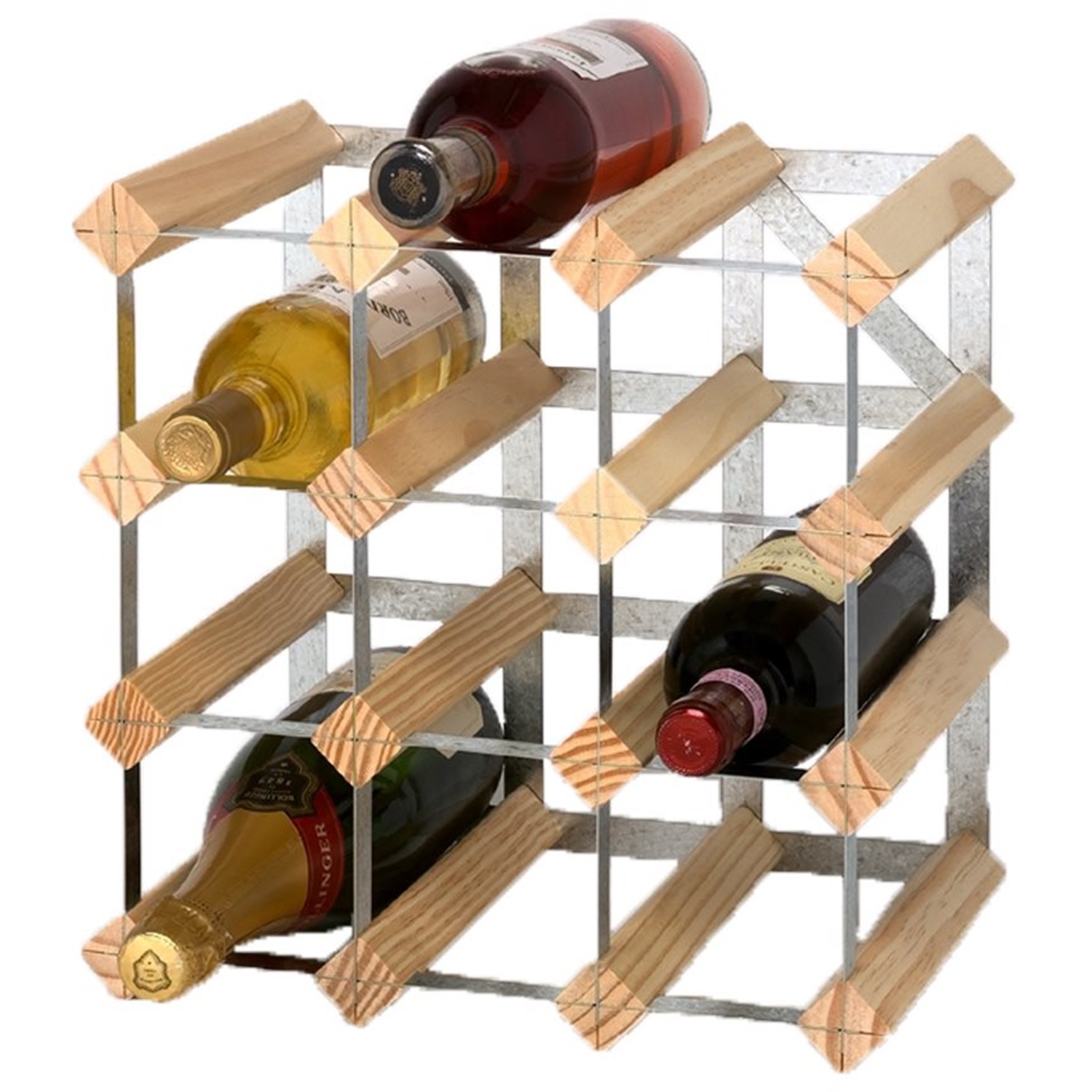 rta traditional wijnrek kit 12 flessen houtmetaal
