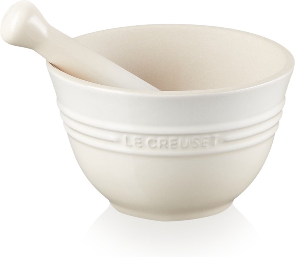 le creuset stoneware vijzel met stamper 115cm meringue