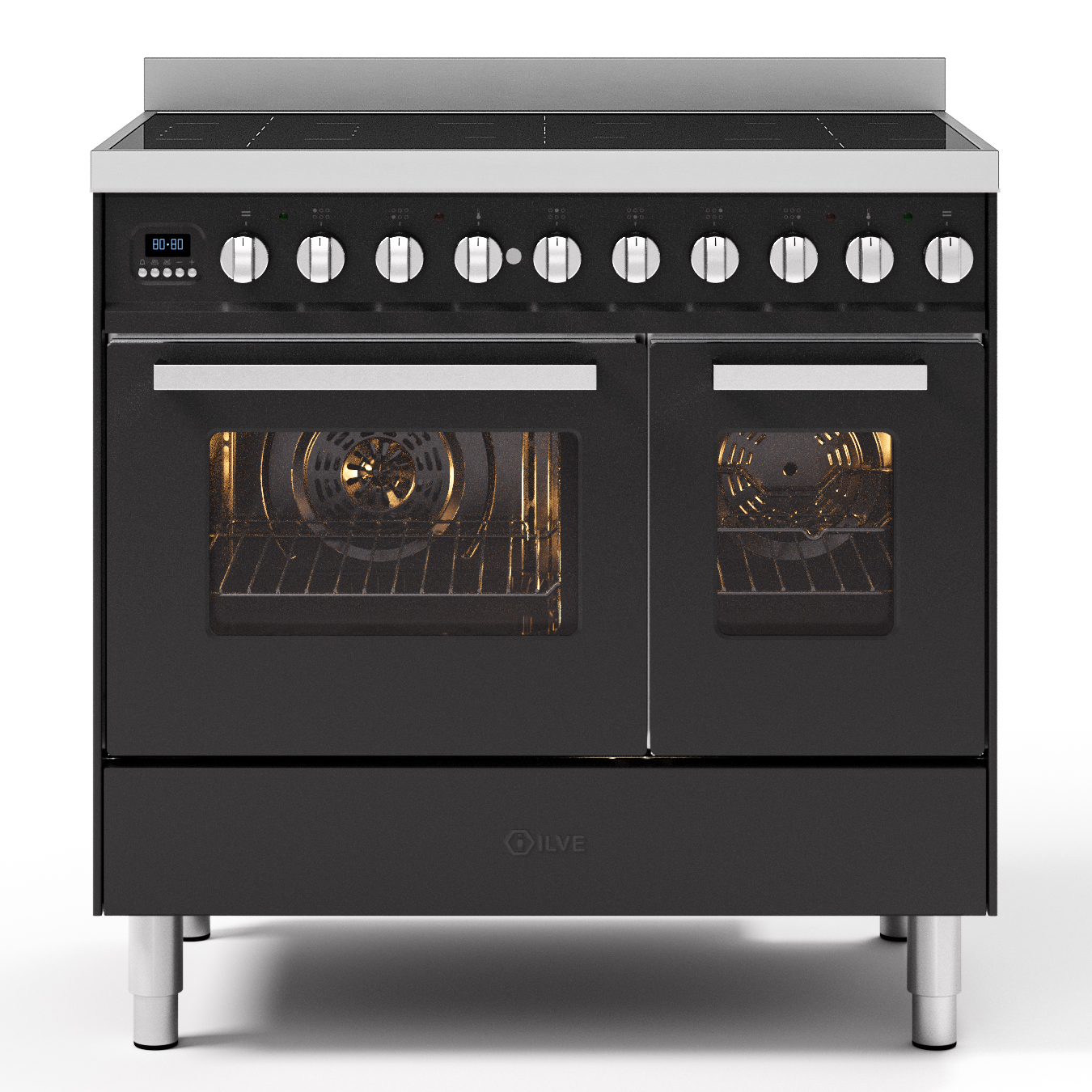 ilve pro line inductiefornuis ldbi09wm3mg 90cm grafiet mat