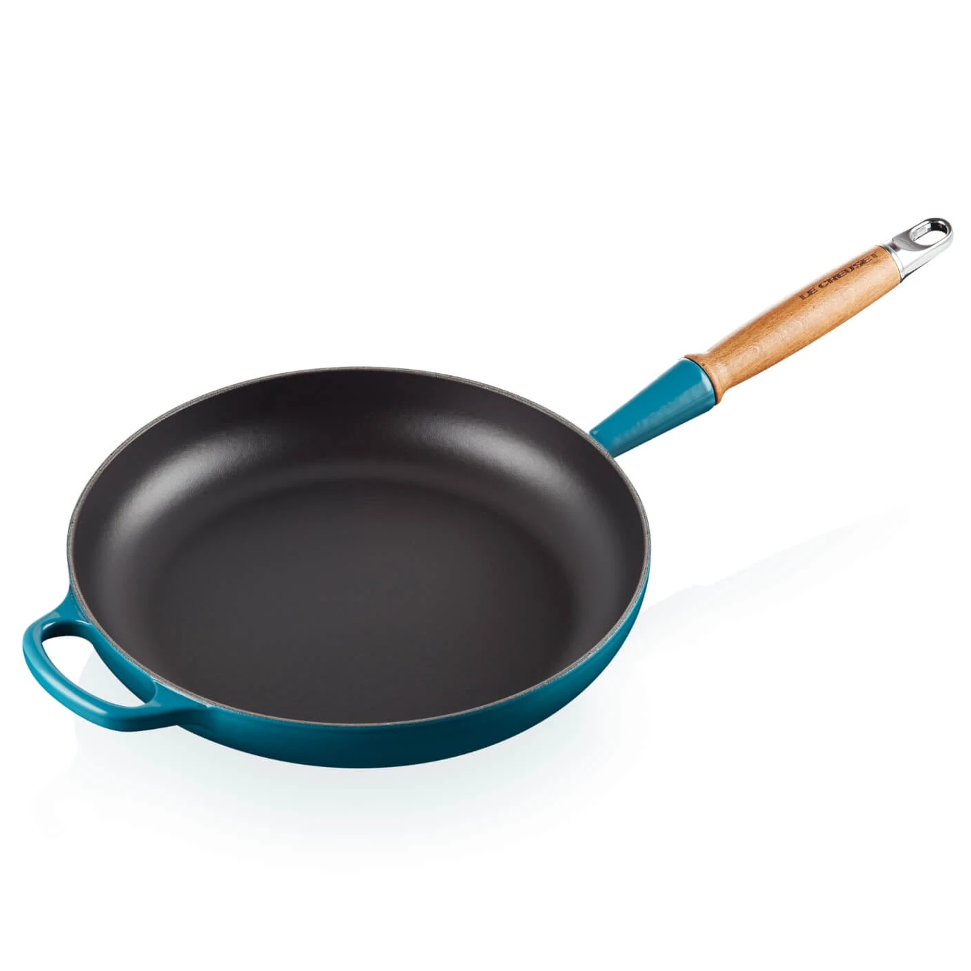 le creuset signature koekenpan met houten steel 28cm deep teal