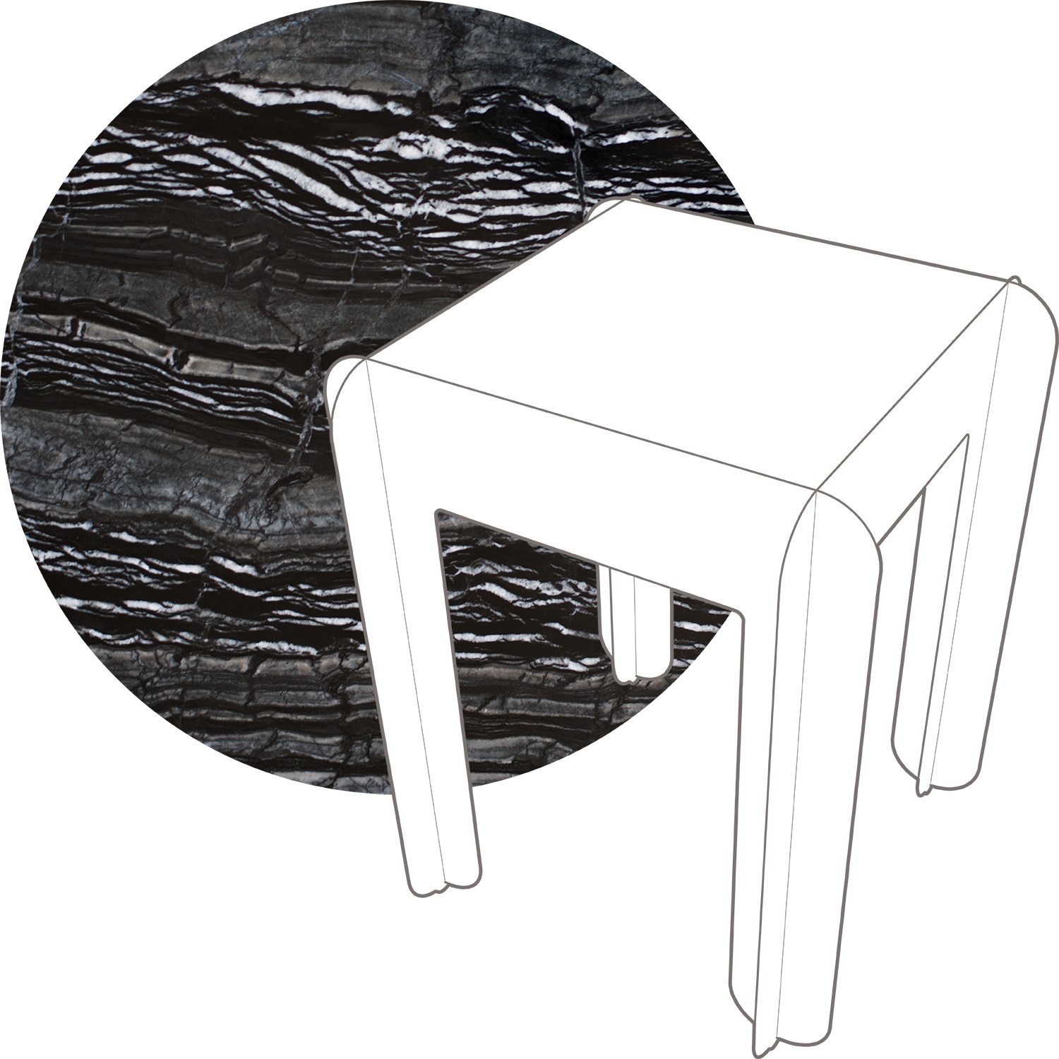 modubilo-tafel-met-silver-wave-polished-natuurstenen-blad-75cm