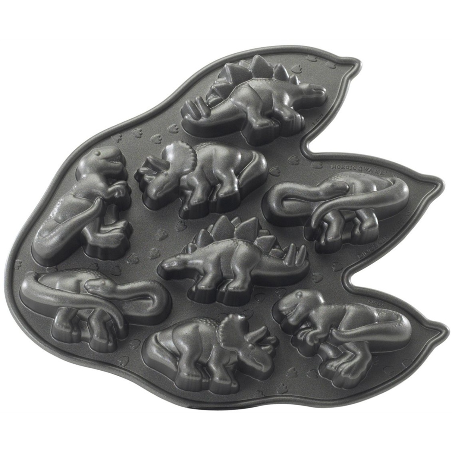 nordic ware dinosaur cakelet bakvorm 8 vaks zilver