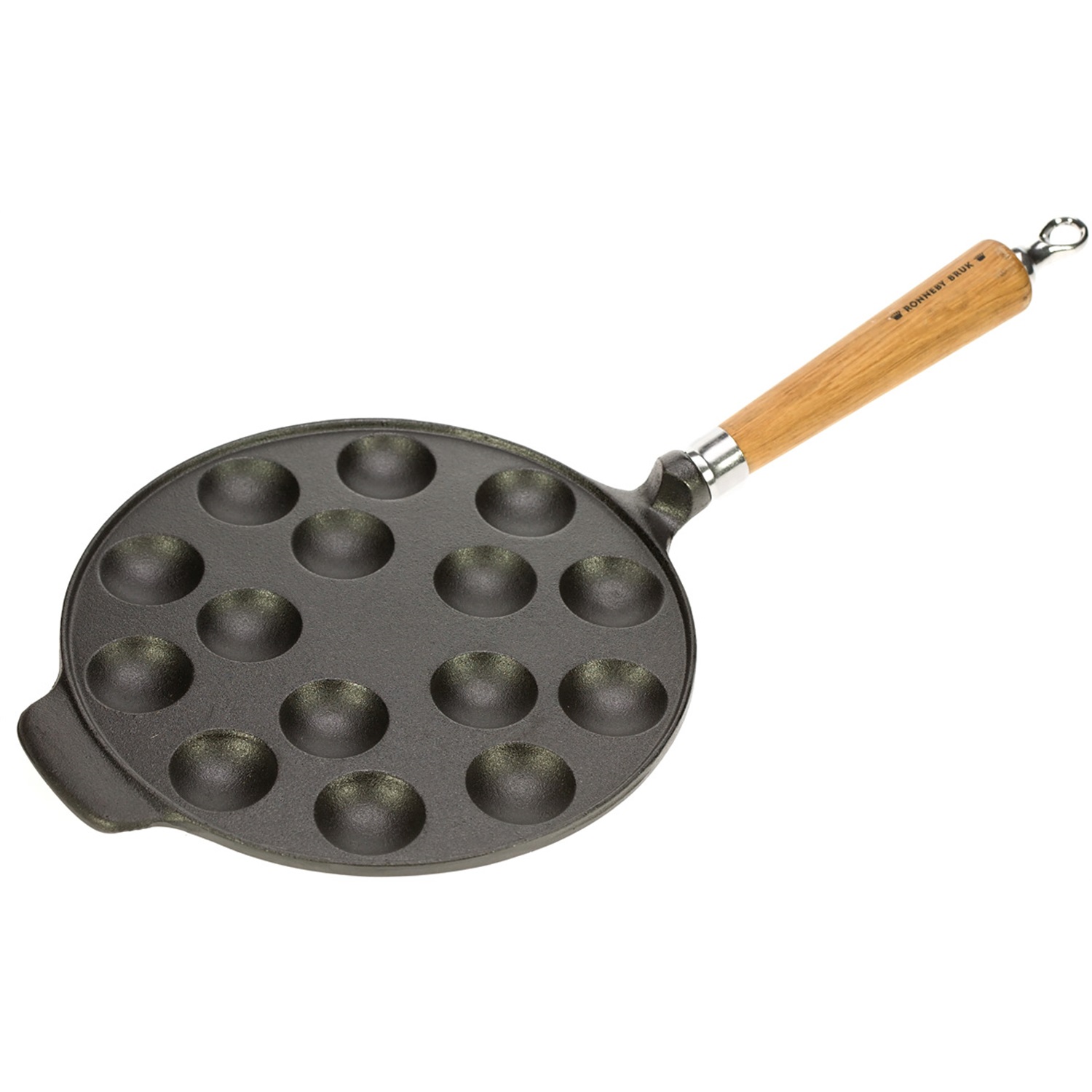 ronneby bruk maestro poffertjespan met houten steel 24cm naturel