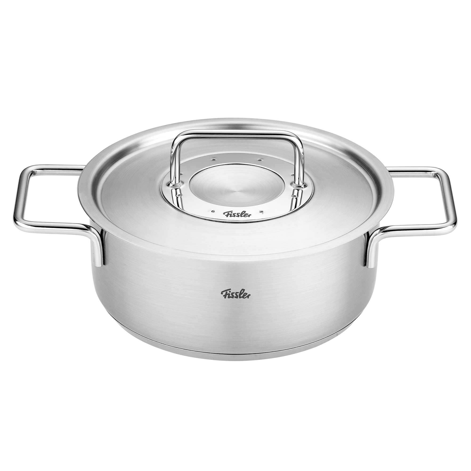 fissler pure collection kookpan laag met rvs deksel 24cm