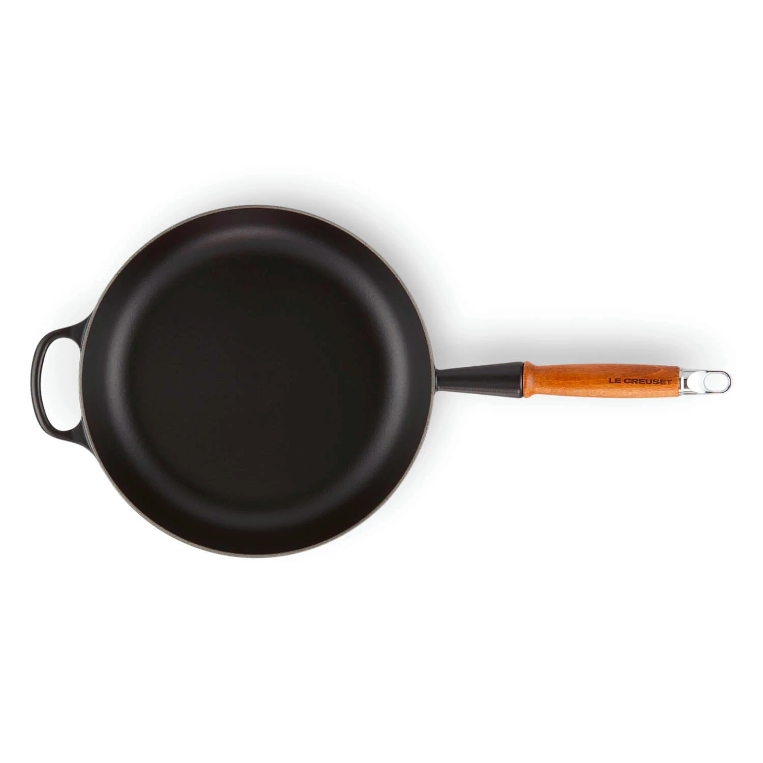 le-creuset-signature-hapjespan-met-houten-steel-28cm-mat-zwart