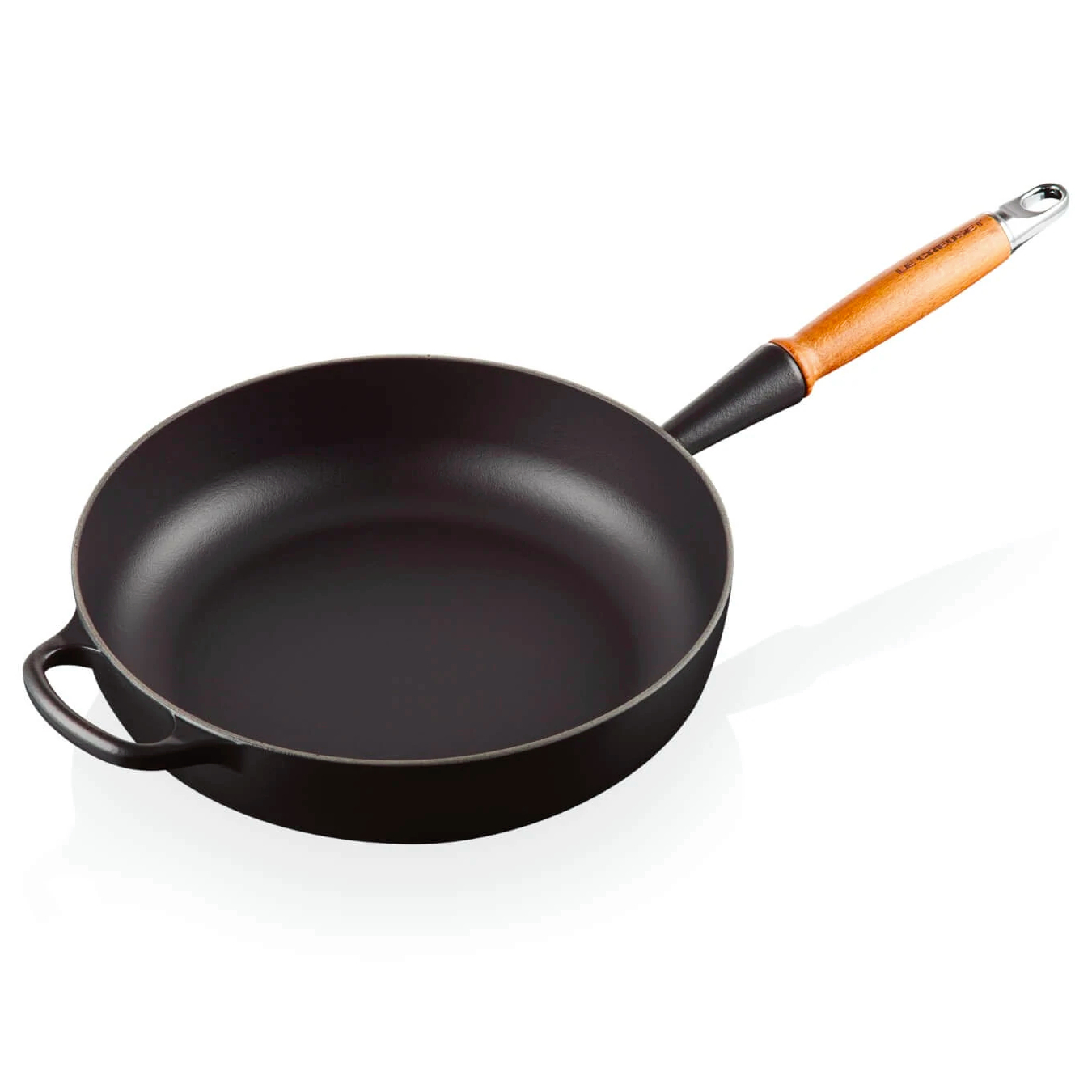 le creuset signature hapjespan met houten steel 28cm mat zwart