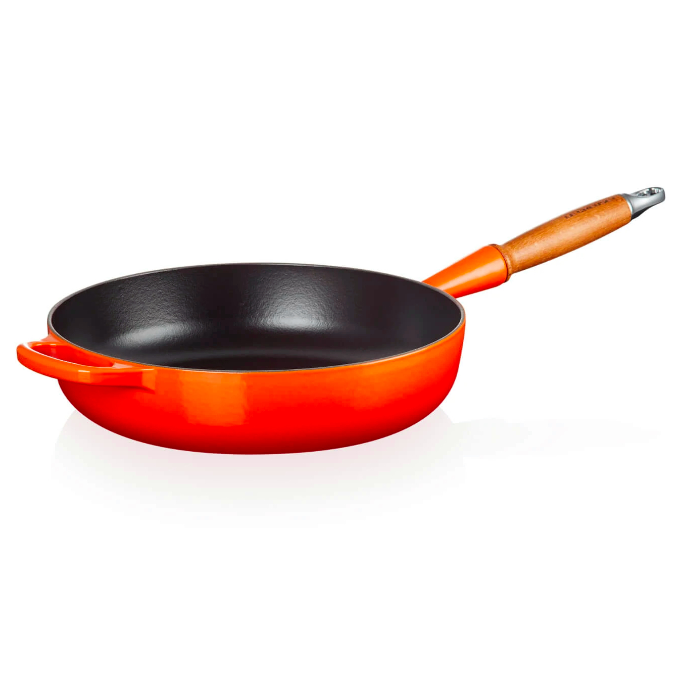 le-creuset-signature-hapjespan-met-houten-steel-28cm-oranjerood