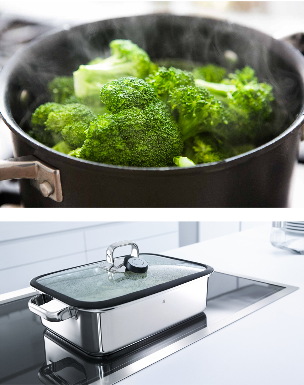 Hoe werkt een stoompan?   Duo afbeedling   staand