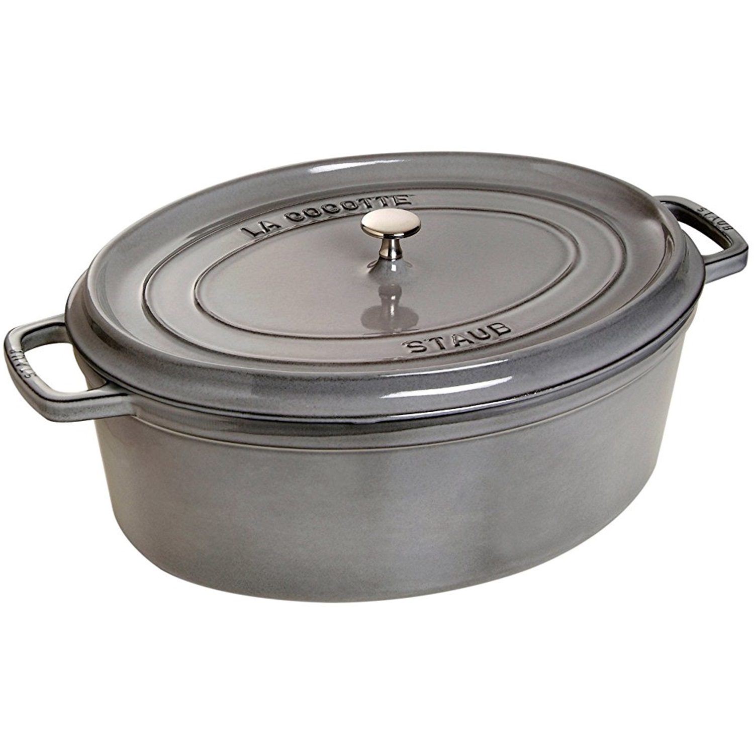 staub ovale braadpan 33cm grijs