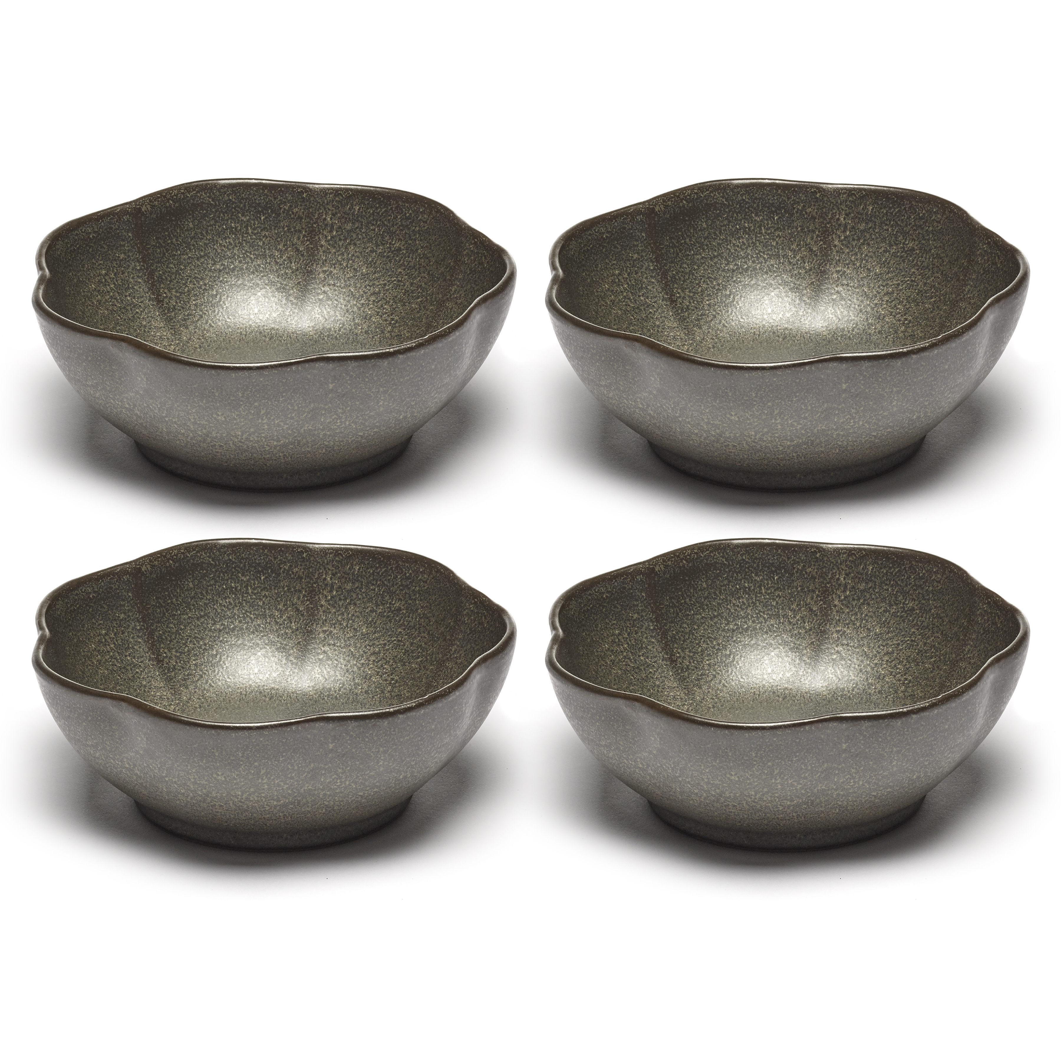 serax inku kom geribbeld b5120241g 13cm groen 4 stuks