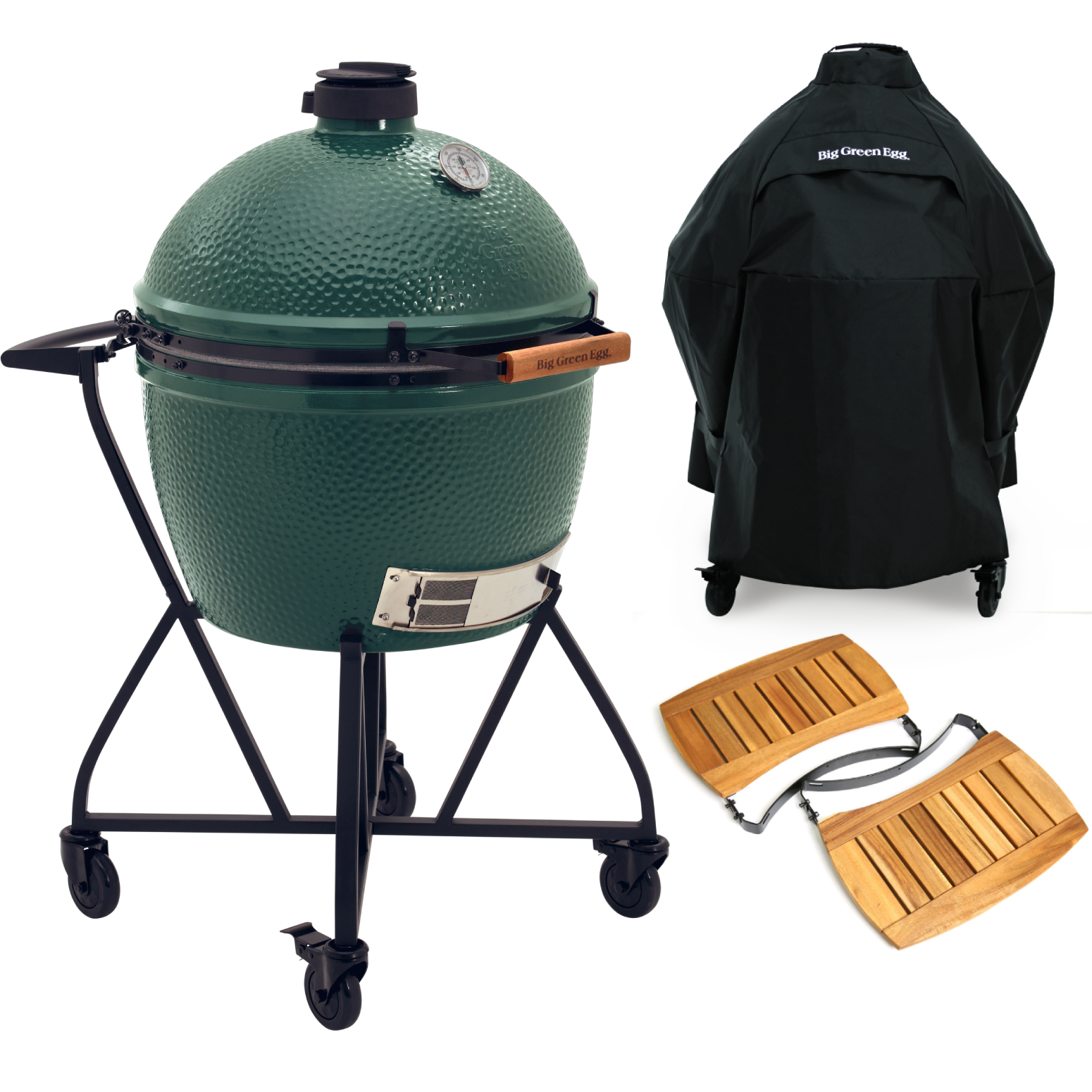 big green egg xlarge houtskoolbarbecue met integgrated nest handler acacia egg mates en hoes