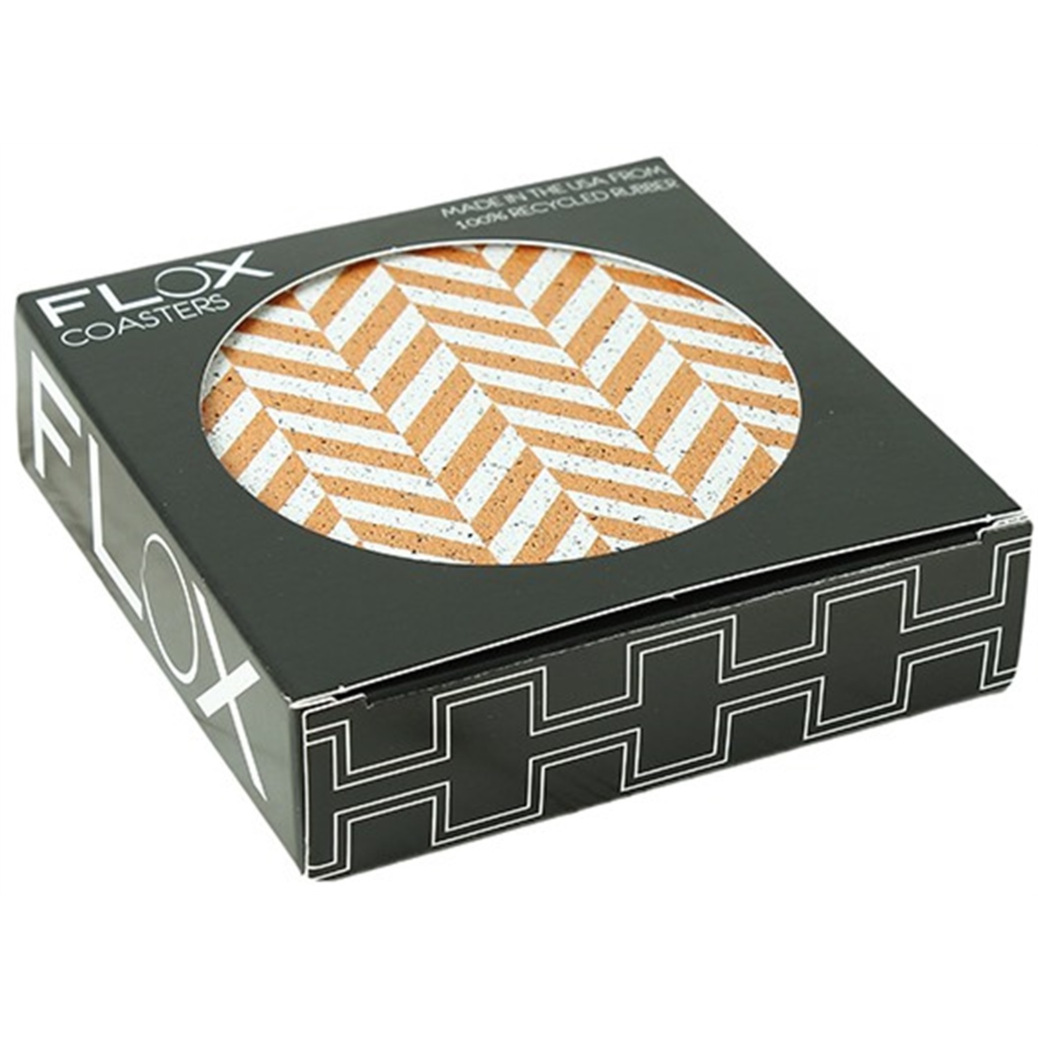 flox chevron tangerine glasonderzetters 4 stuks oranjegrijs rubber