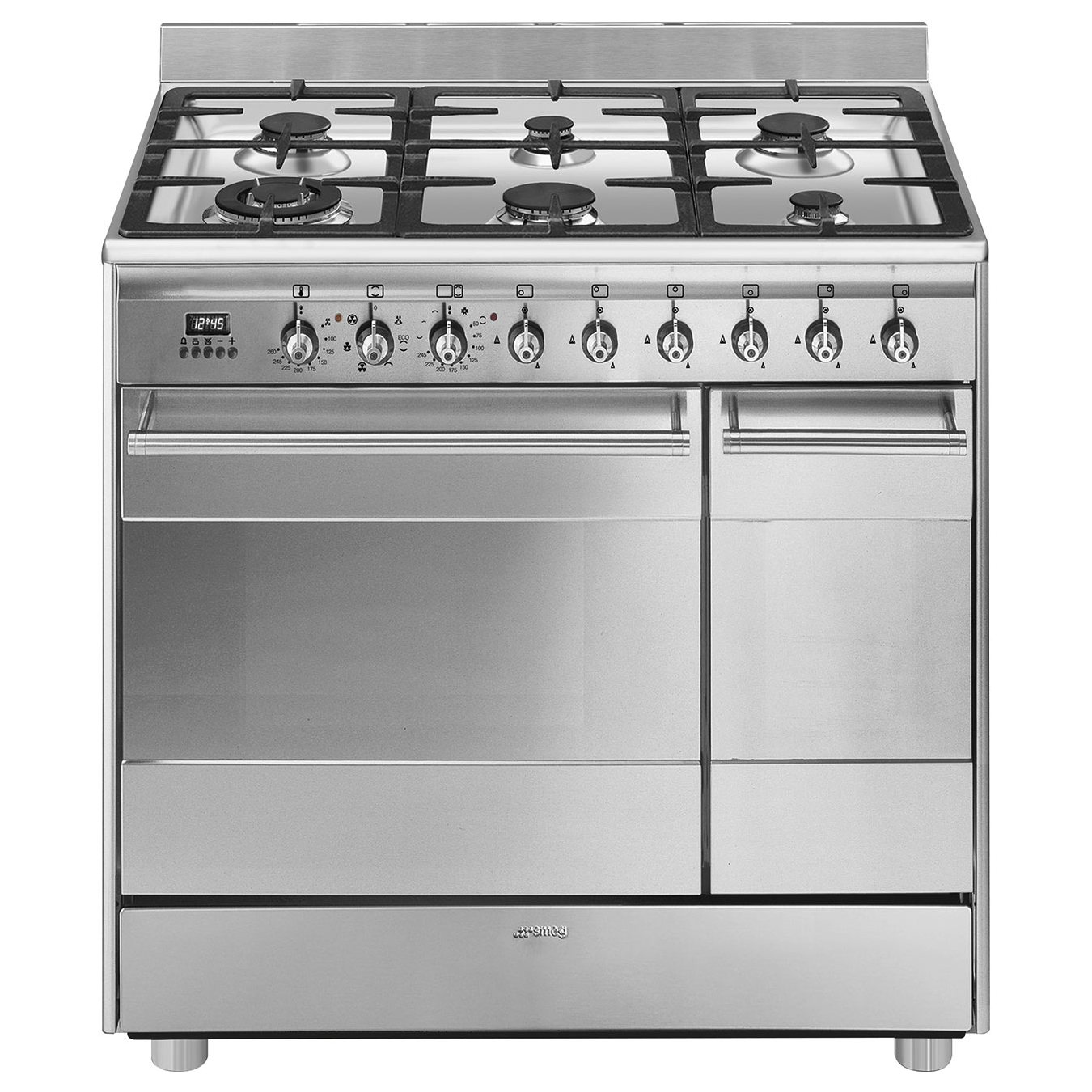 smeg classici concerto gasfornuis snlk926mx9 90cm rvs