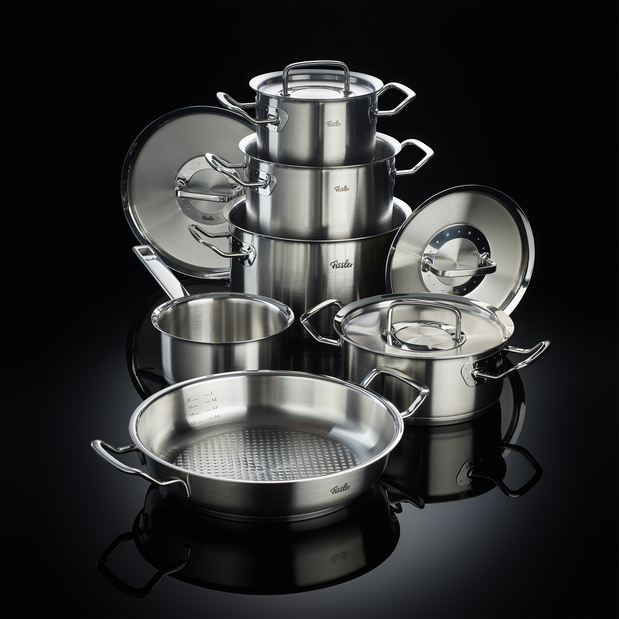 fissler-original-profi-collection-pannenset-met-serveerpan-en-glasdeksels-5-delig