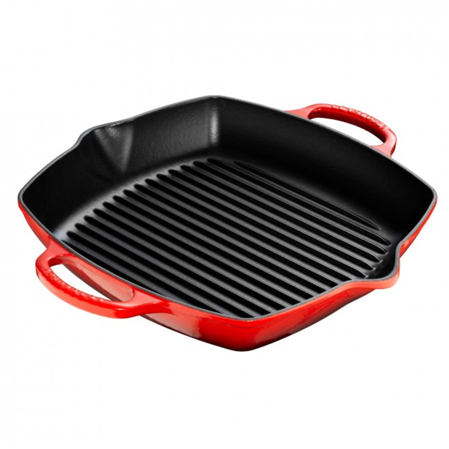le creuset signature grillpan met handvatten 30x30cm kersenrood