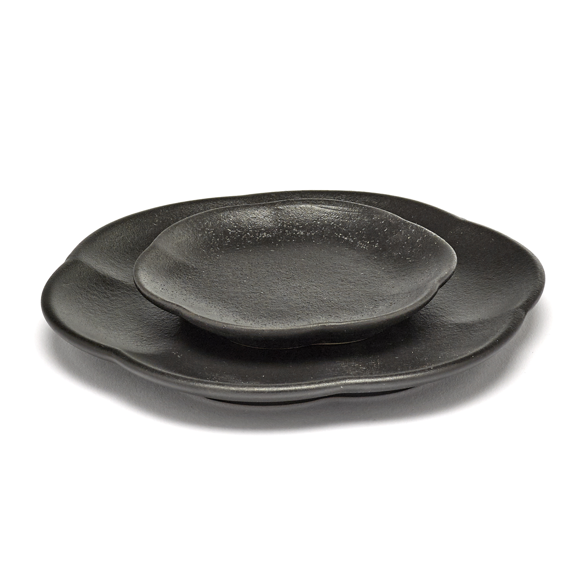 serax-inku-bord-geribbeld-b5120238b-14cm-zwart-4-stuks