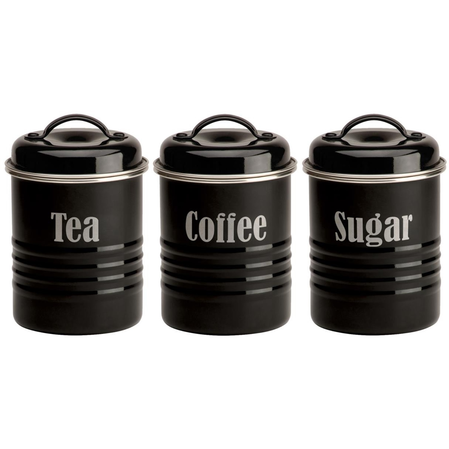 typhoon vintage kitchen bewaarblikken 3 stuks zwart