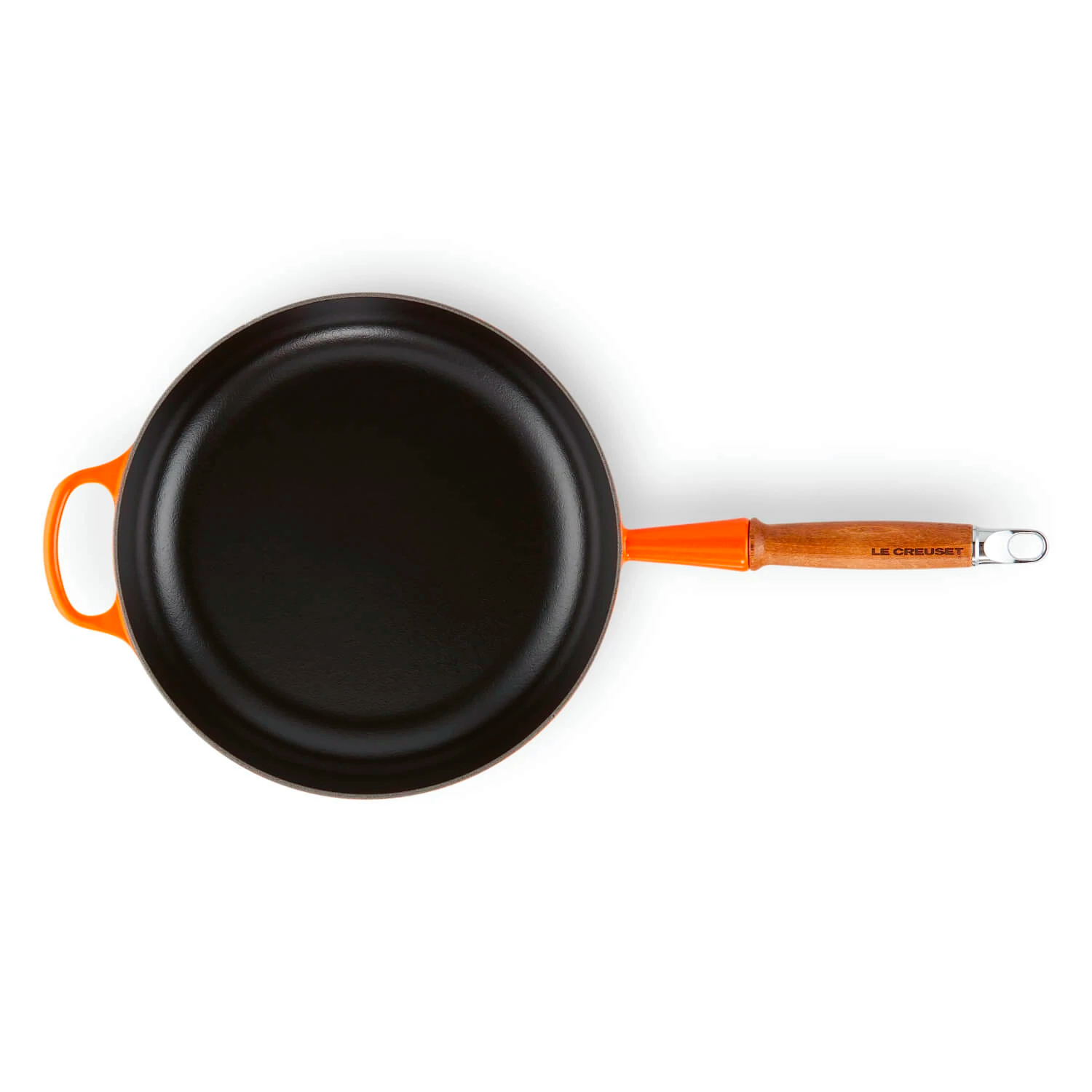 le-creuset-signature-hapjespan-met-houten-steel-28cm-oranjerood