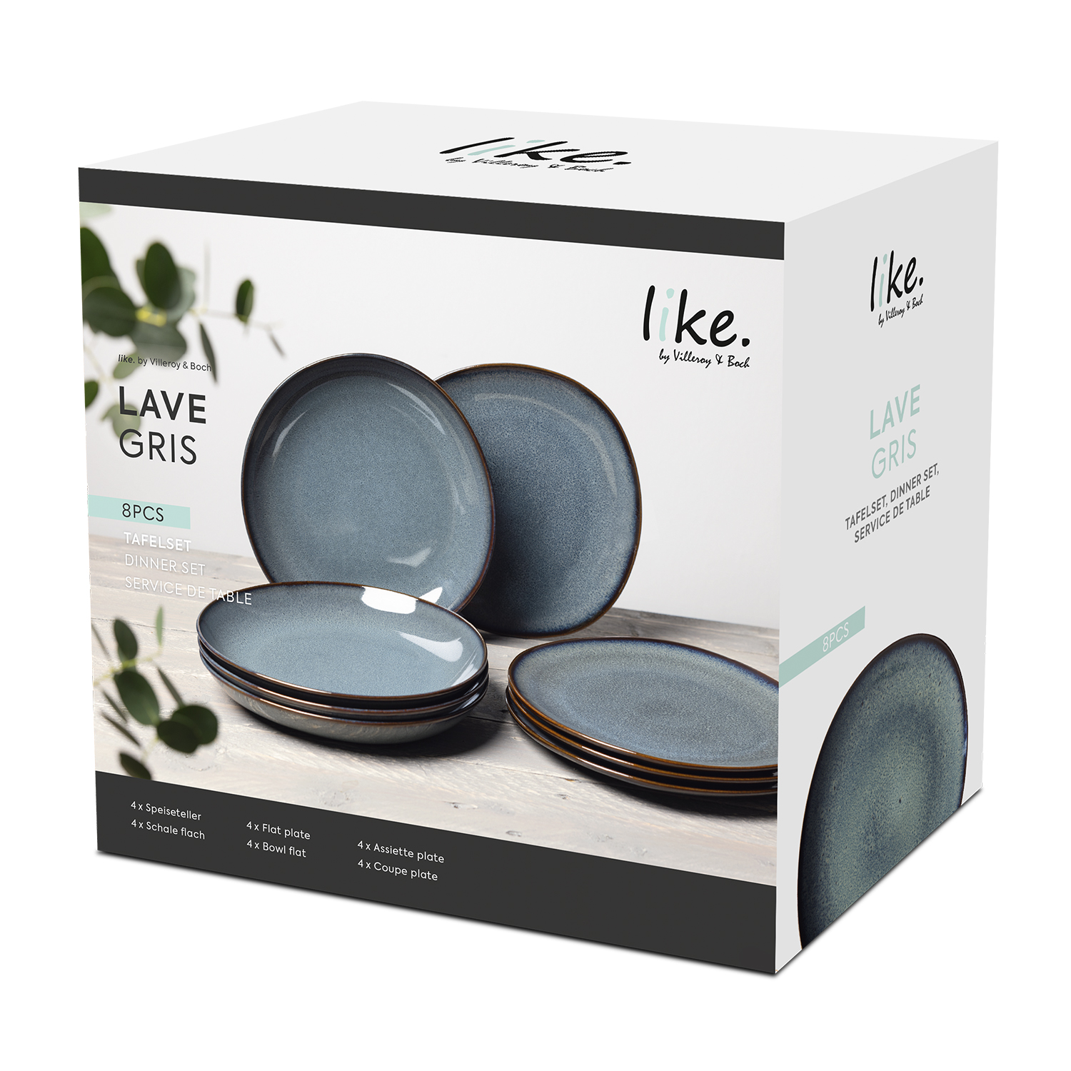 villeroy-boch-lave-dinerbordenset-8-delig-gris