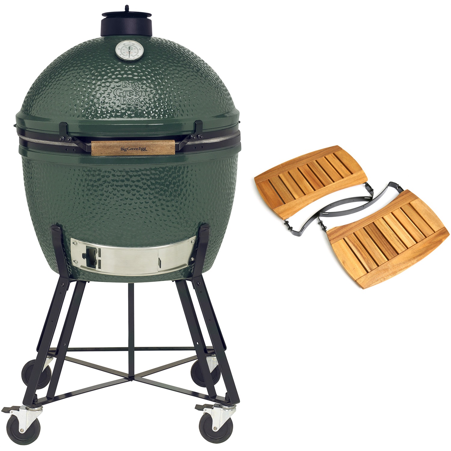 big green egg xlarge houtskoolbarbecue met nest en acacia egg mates