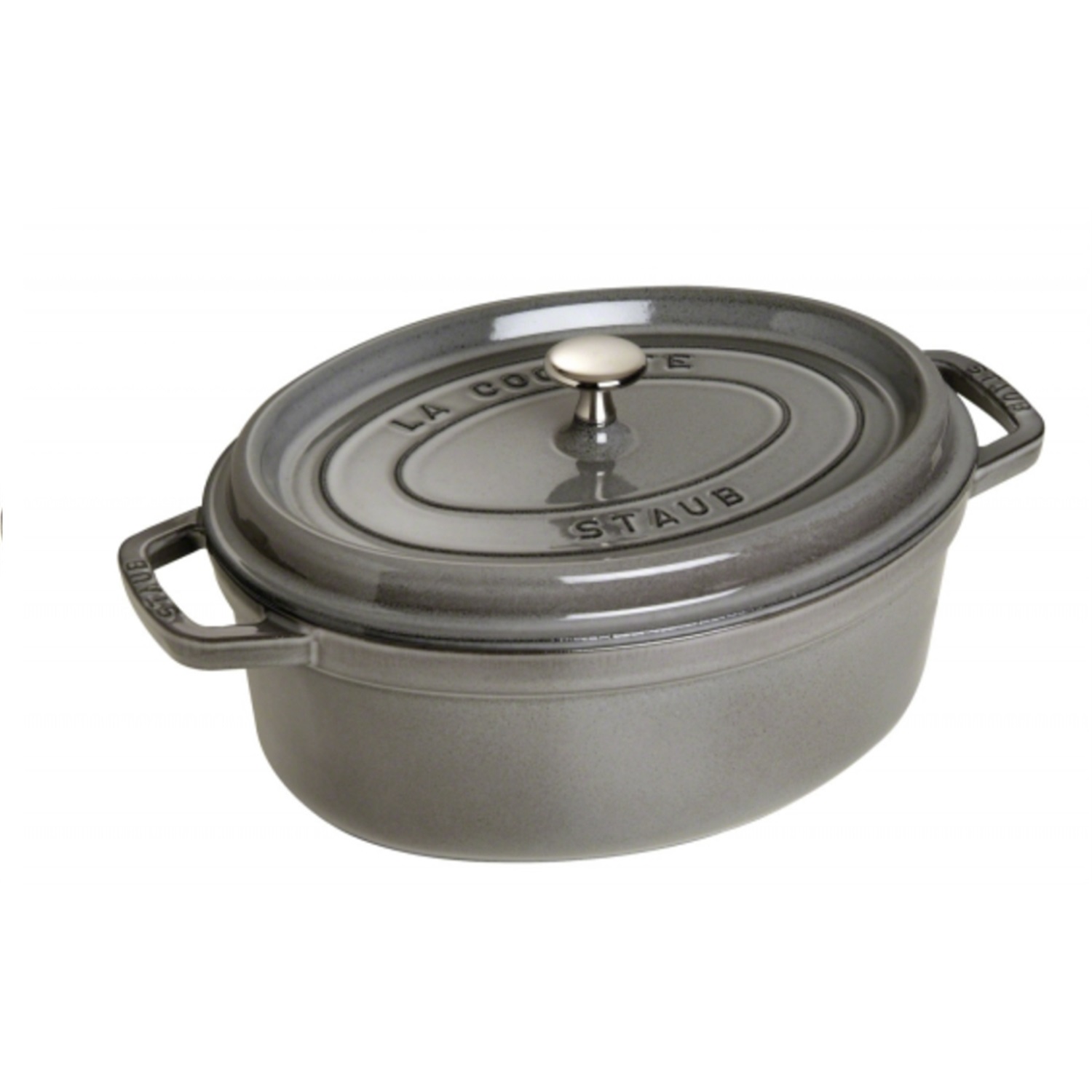staub ovale braadpan 31cm grijs