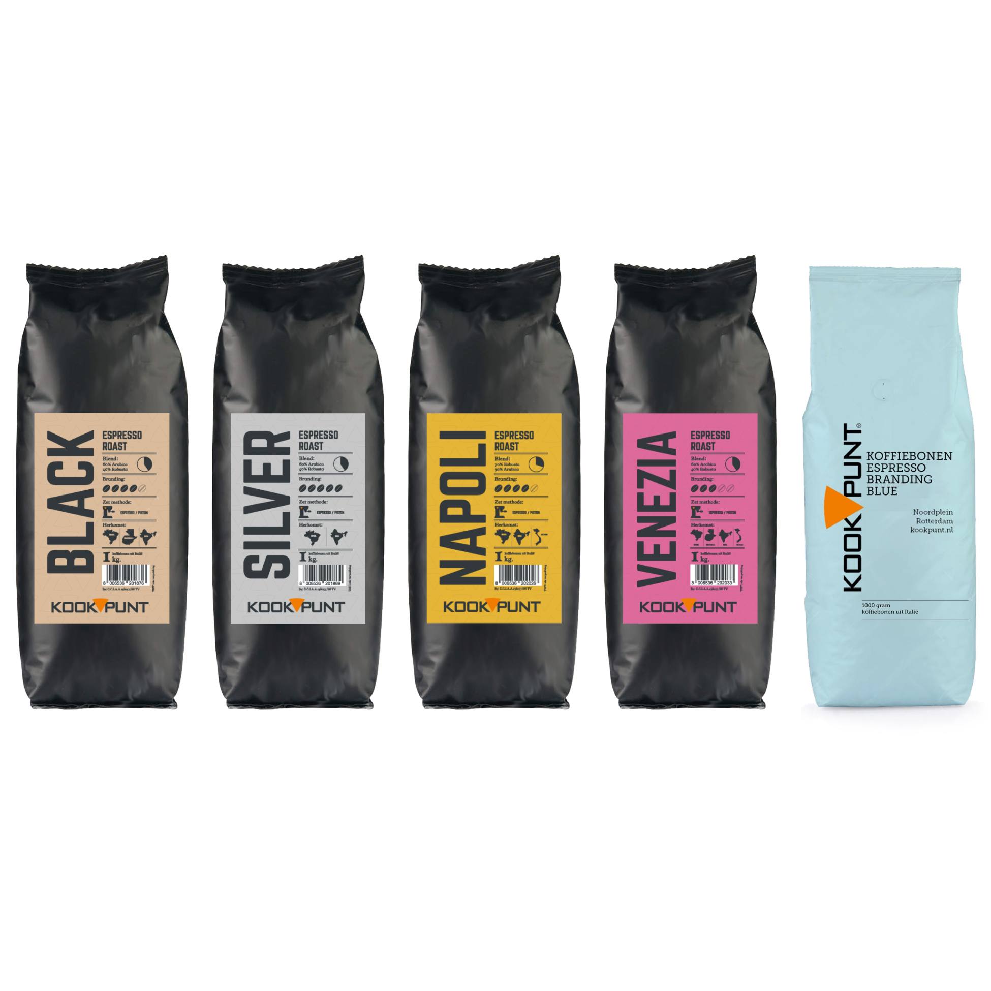 kookpunt jubileumpakket koffiebonen met 5 smaakvariaties 8kg