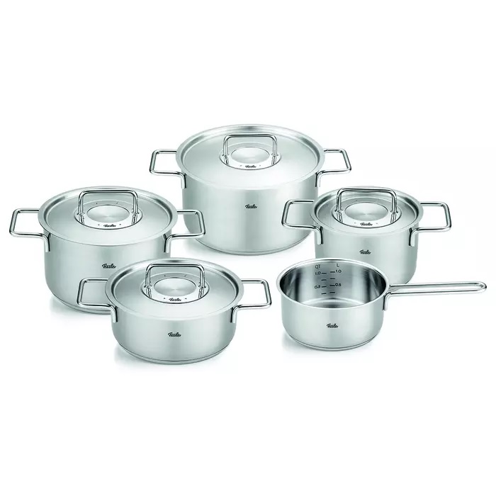 fissler-pure-pannenset-met-rvs-deksels,-5-delig