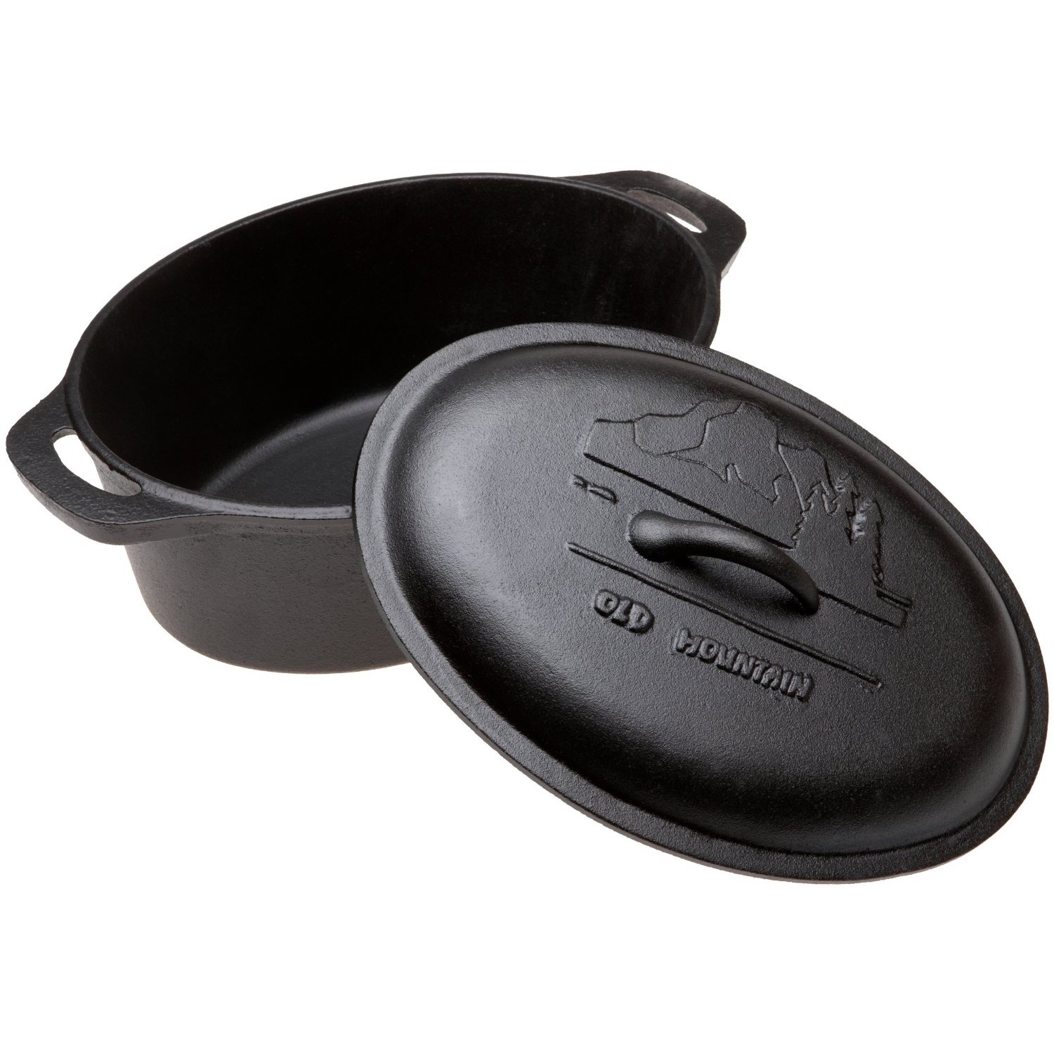 old mountain preseasoned gietijzeren ovale braadpan 27cm