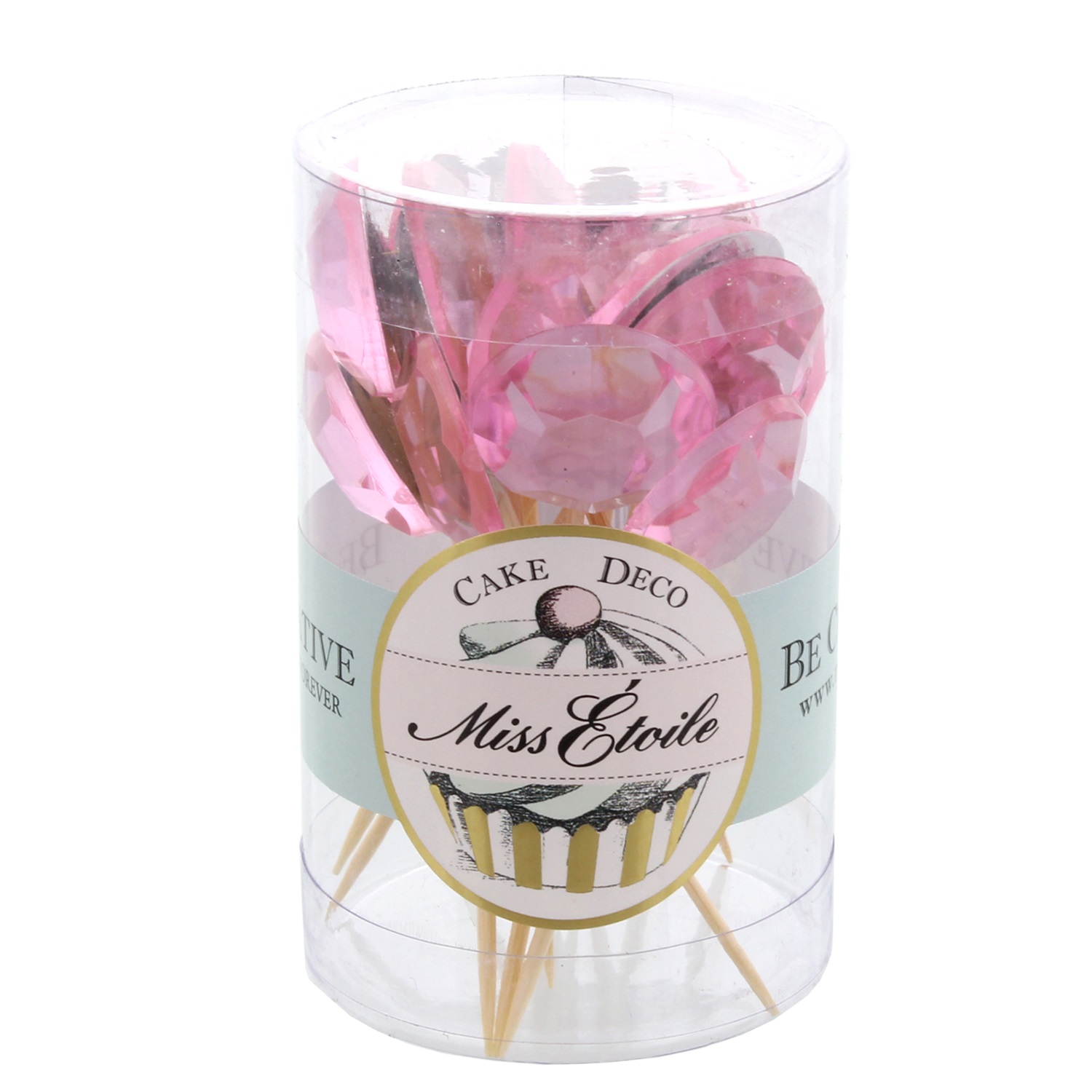 miss-etoile-cake-topping-cupcaketopper-roze-16-stuks-diamant
