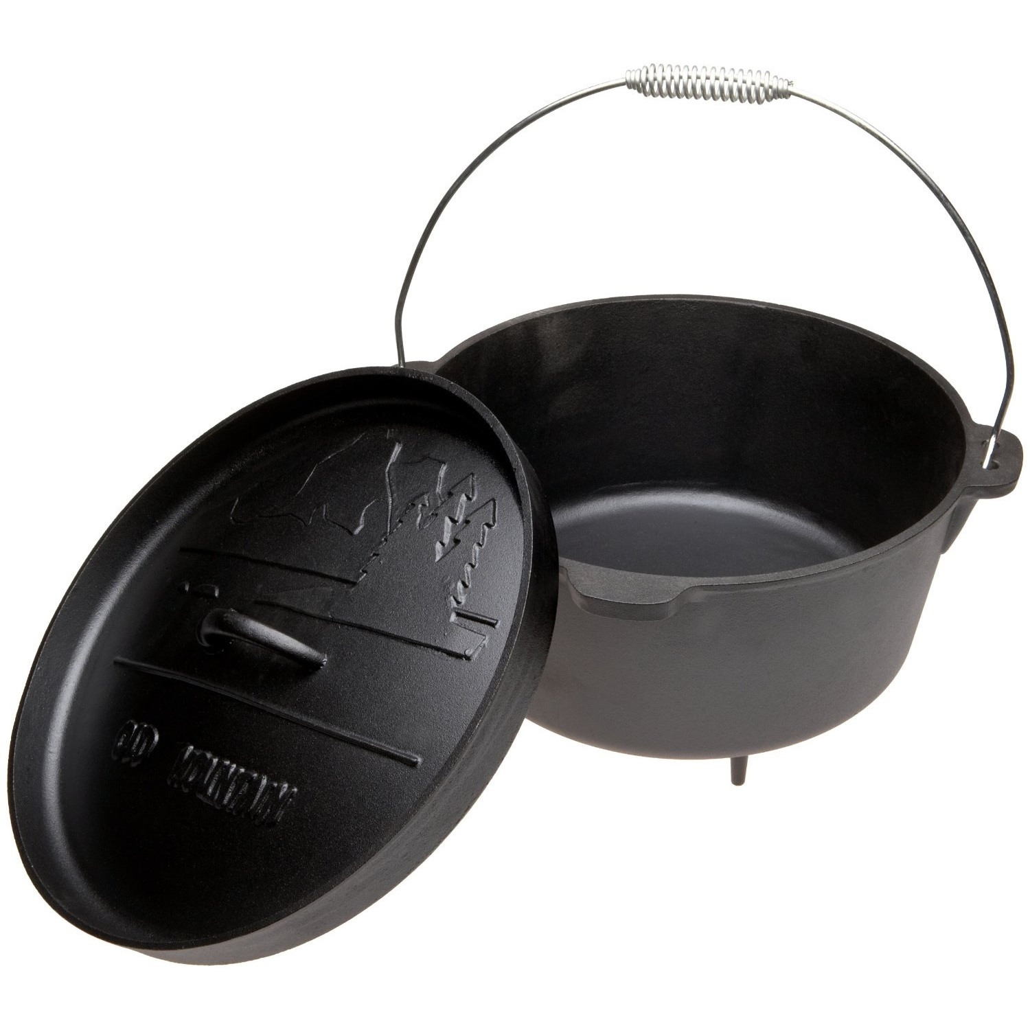 old mountain preseasoned dutch oven met holle deksel en pootjes 11l