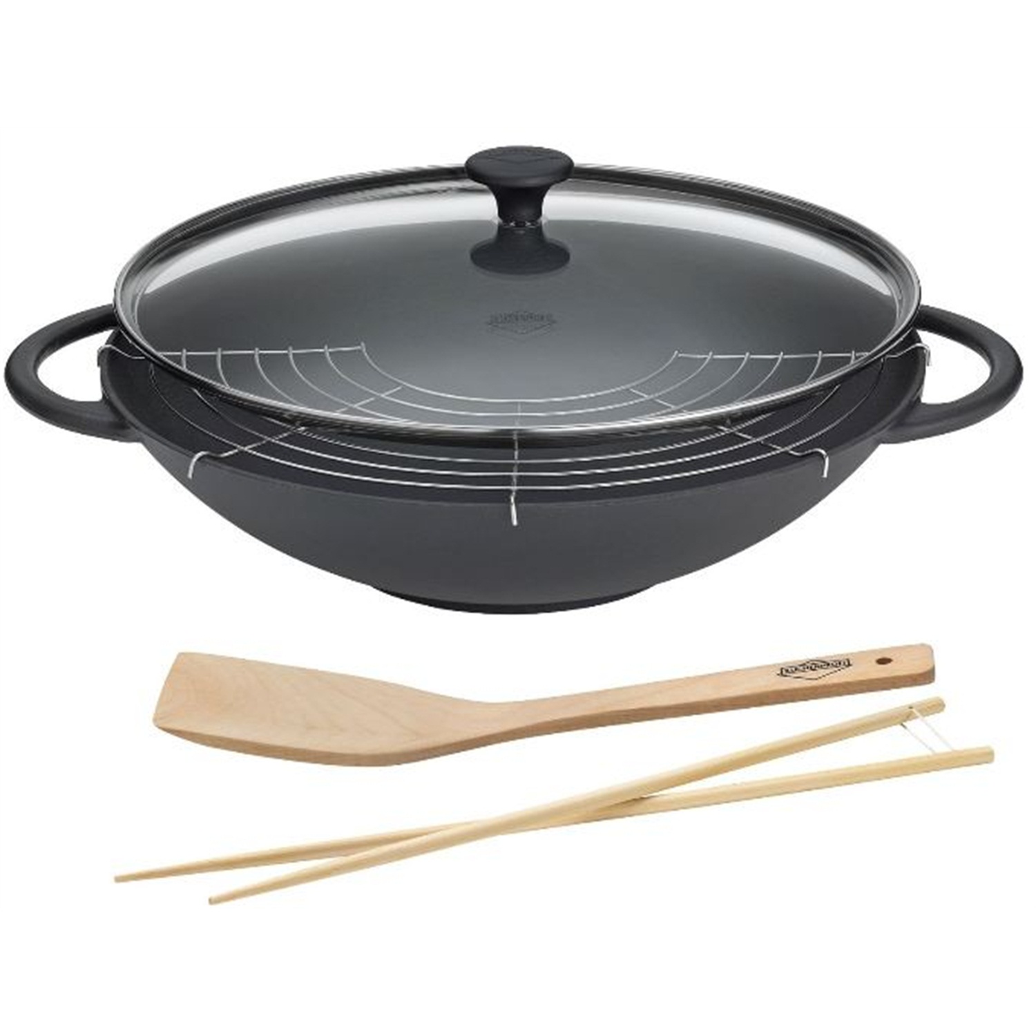 kuchenprofi-la-cuisine-wokset-met-glasdeksel-36cm