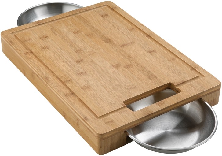 napoleon pro bamboe snijplank met 2 rvs schalen